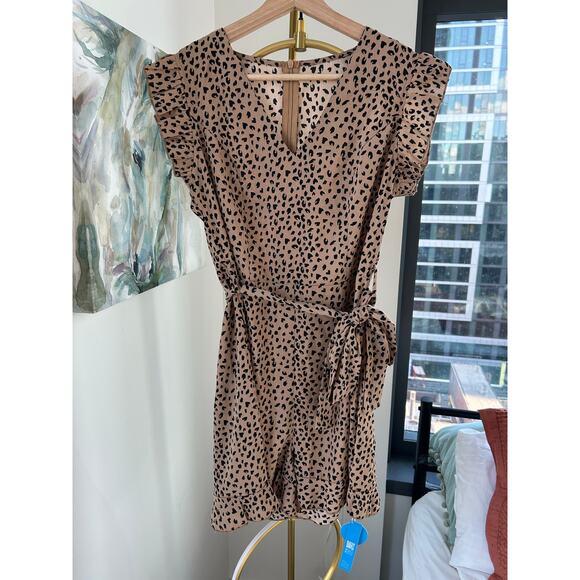 CUPSHE | Tie-Waist Shorts Romper | Leopard Print Jumpsuit | NWT | Sz S - Picture 4 of 4